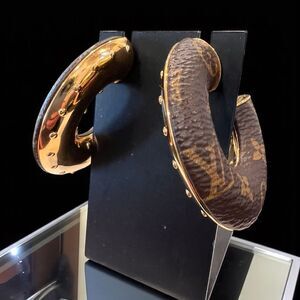 Louis Vuitton Monogram Brown and Gold Hoop Earrings
